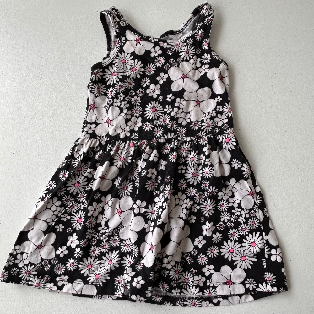 Carters 2t black & pink floral sleeveless dress